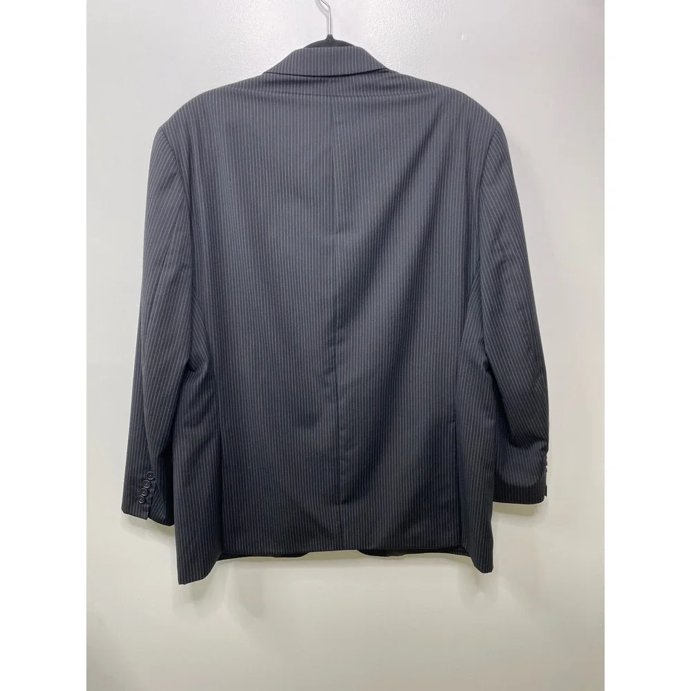 Franco Tassi Wool Pinstripe Blazer Black Grey Mens 44R Business Coat Suit Jacket